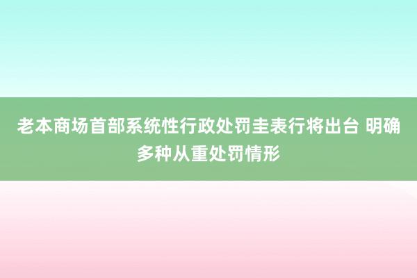 老本商场首部系统性行政处罚圭表行将出台 明确多种从重处罚情形