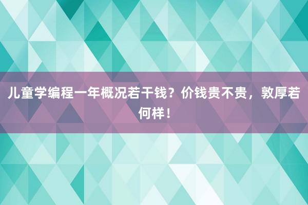 儿童学编程一年概况若干钱？价钱贵不贵，敦厚若何样！