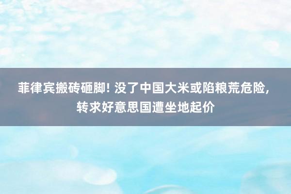 菲律宾搬砖砸脚! 没了中国大米或陷粮荒危险, 转求好意思国遭坐地起价